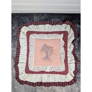 Vtg Hand Quilted 10" Apple Tree Pillow Case Cottagecore Grannycore ShabbyChic